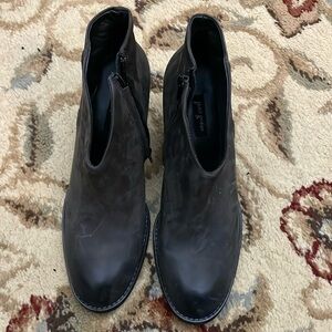 Paul Green Delgado Suede Leather Women's Ankle Boots Dark Gray Size 4.5